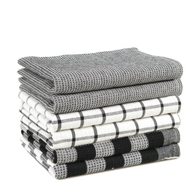 Lane Linen kitchen towels 6-pack neatly stacked for quick cleanup.