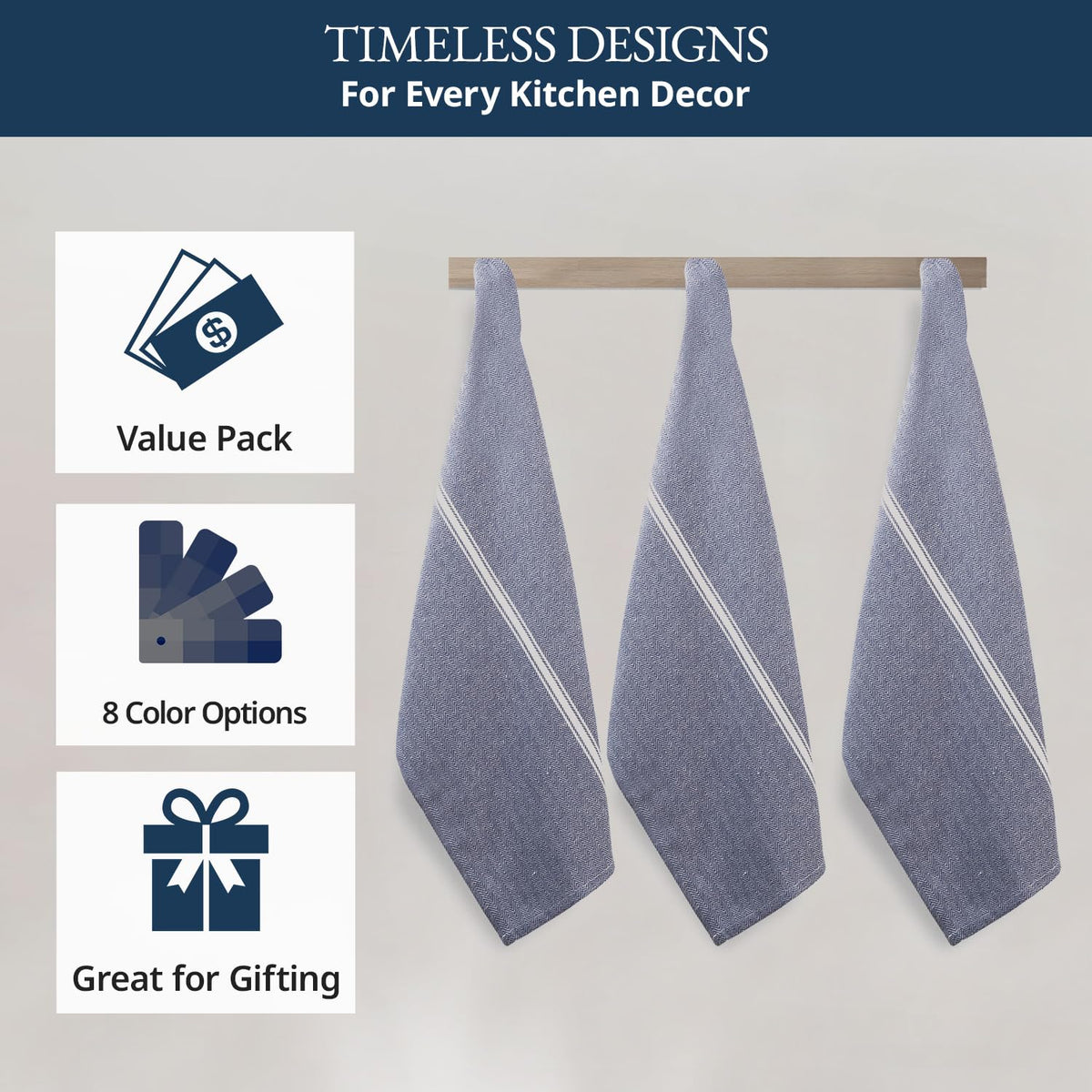 Lane Linen 15x25 inch towels dry hands and dishes with ease.