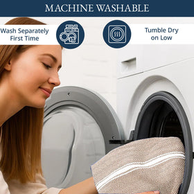 Lane Linen machine washable kitchen towels designed for easy care.