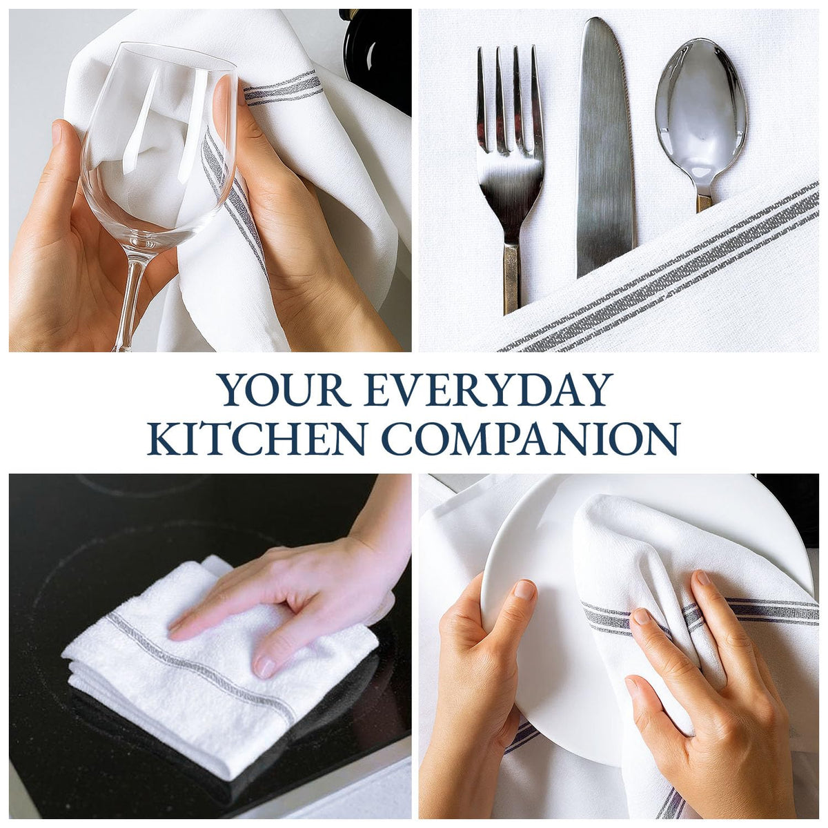 Lane Linen multi-use towels function as napkins or hand towels.