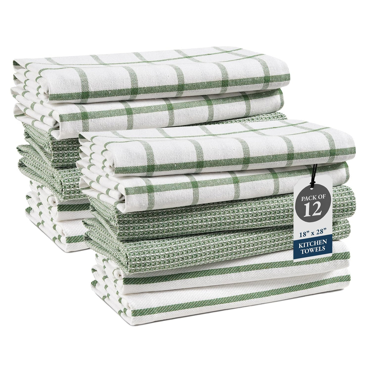 Lane Linen olive kitchen towels 12-pack for quick-dry dish drying