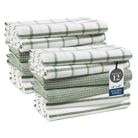 Lane Linen olive kitchen towels 12-pack for quick-dry dish drying