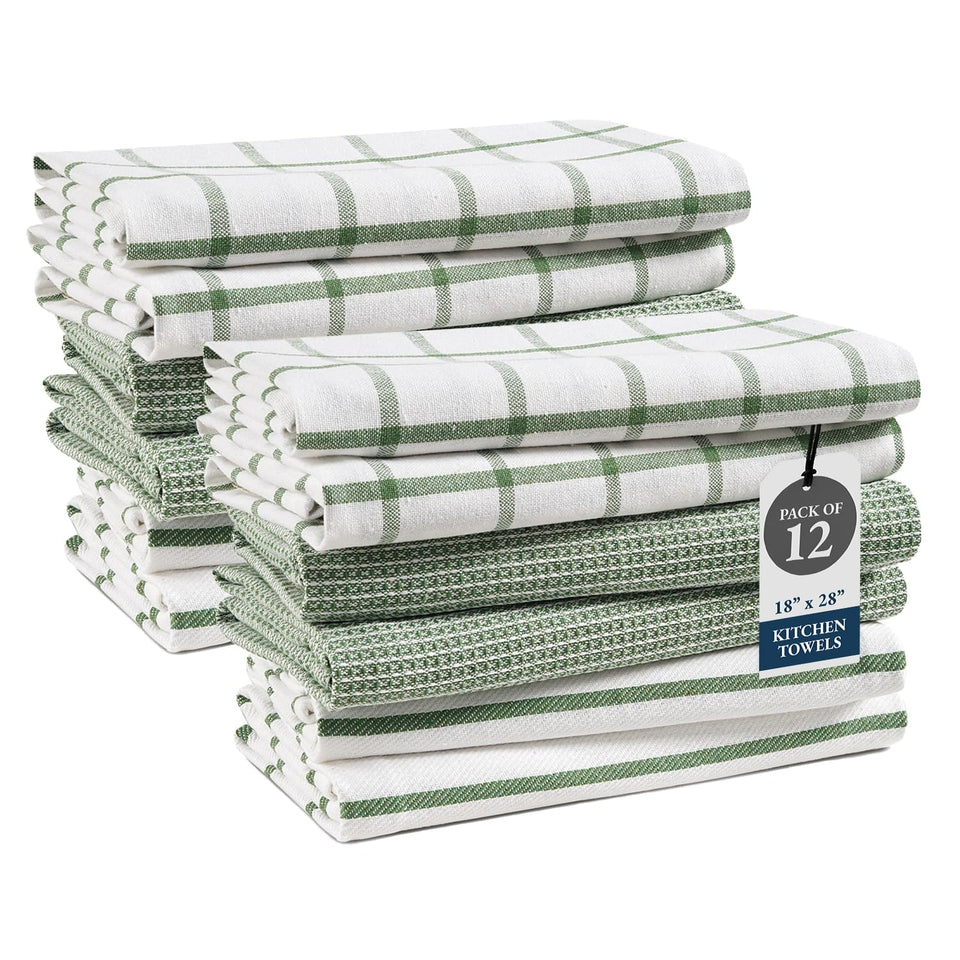 Lane Linen olive kitchen towels 12-pack for quick-dry dish drying