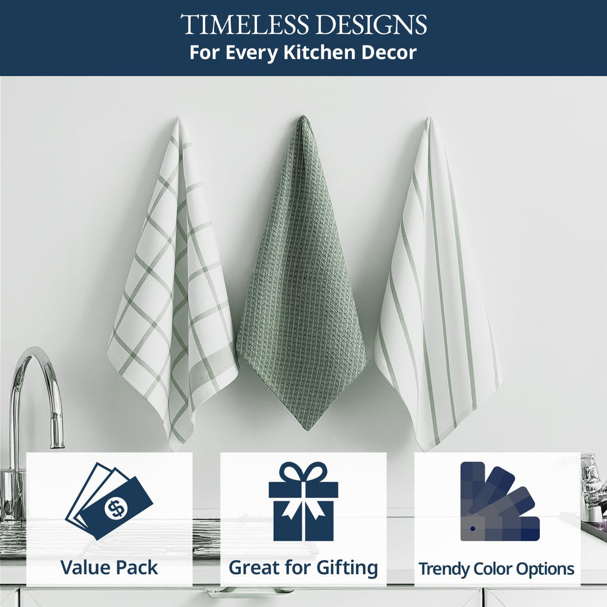 Lane Linen olive tea towels ideal for careful drying of glassware