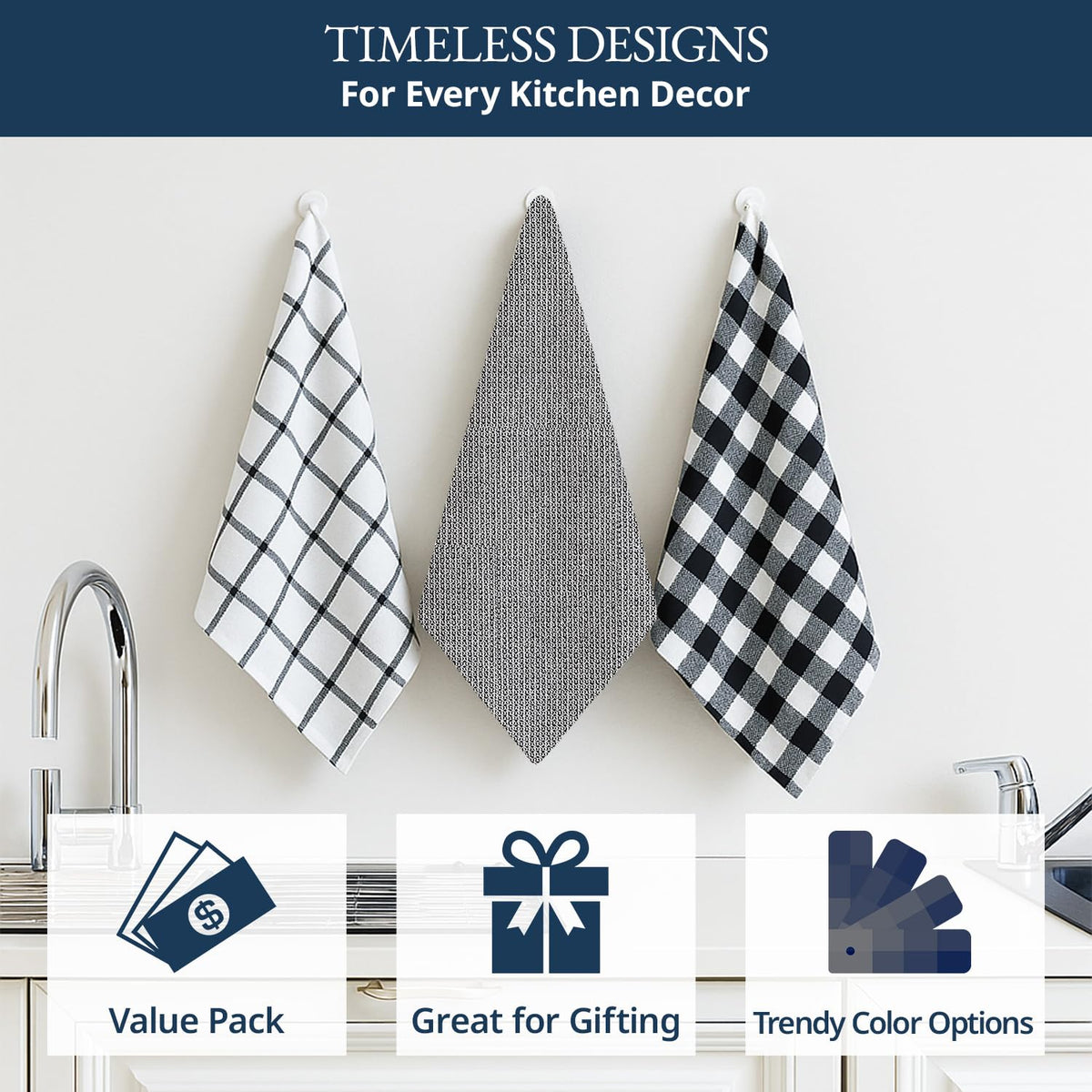Lane Linen soft gray towels fit modern kitchen aesthetics.