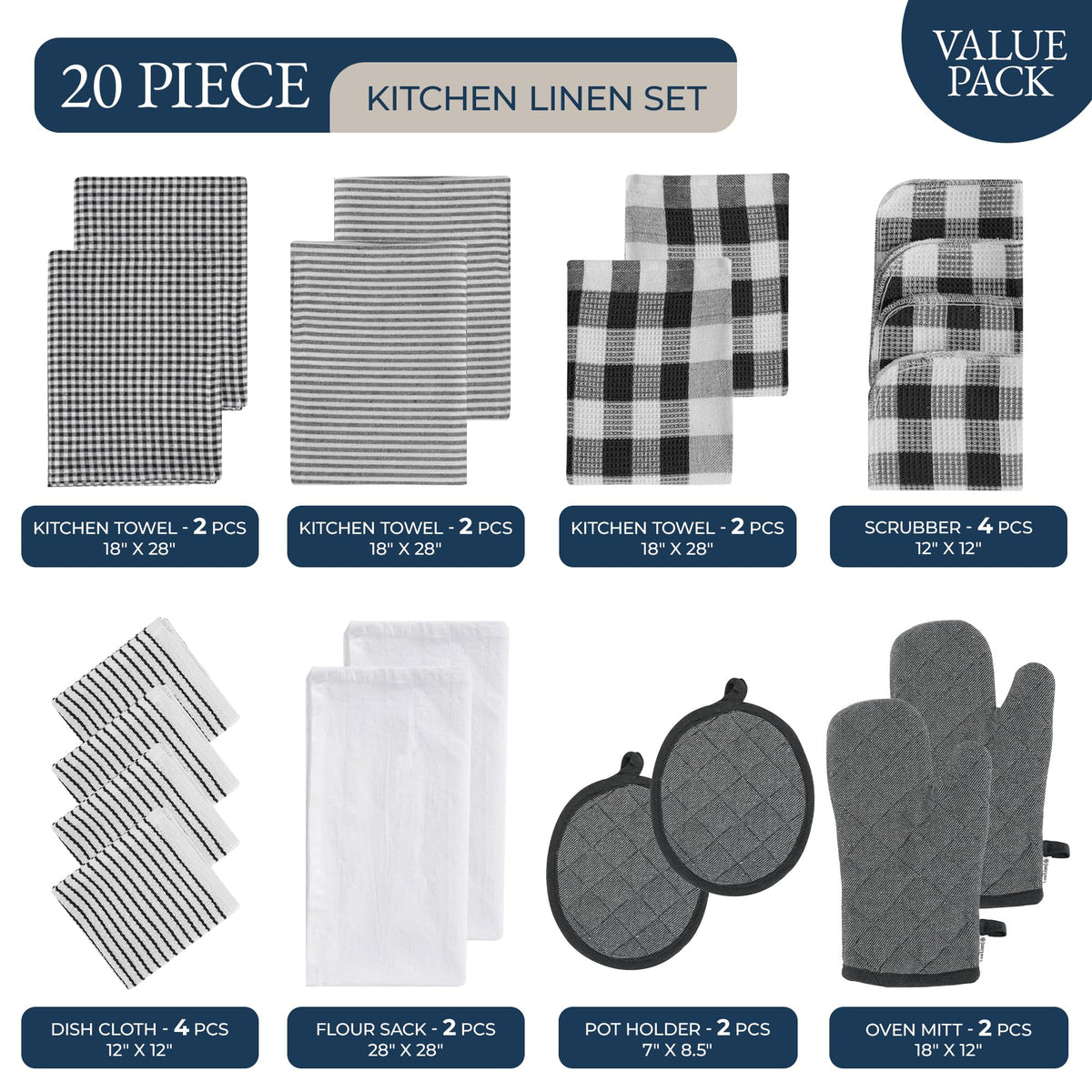 Lane Linen terry dish cloths offer heavy-duty scrubbing power