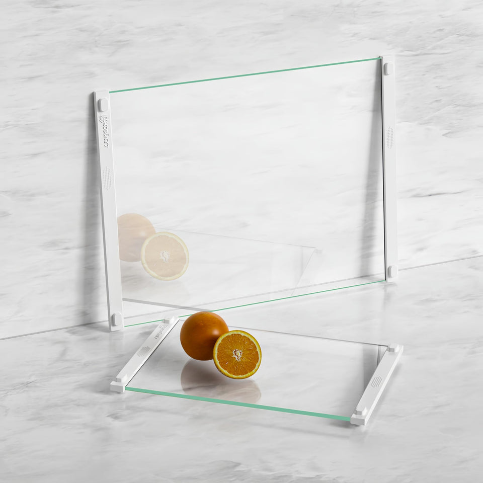 LANGBOHOS 2Pcs Glass Cutting Boards 12x16 clear with silicone grip for durable prep.