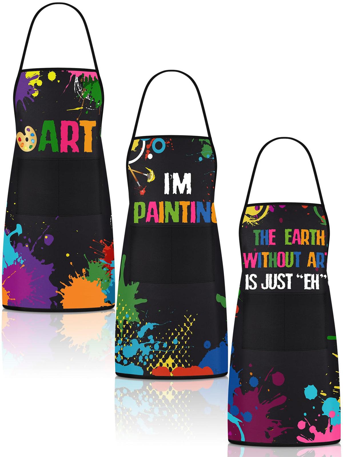 Langyiwee painting apron colorfully designed 3-pack protects clothes during painting