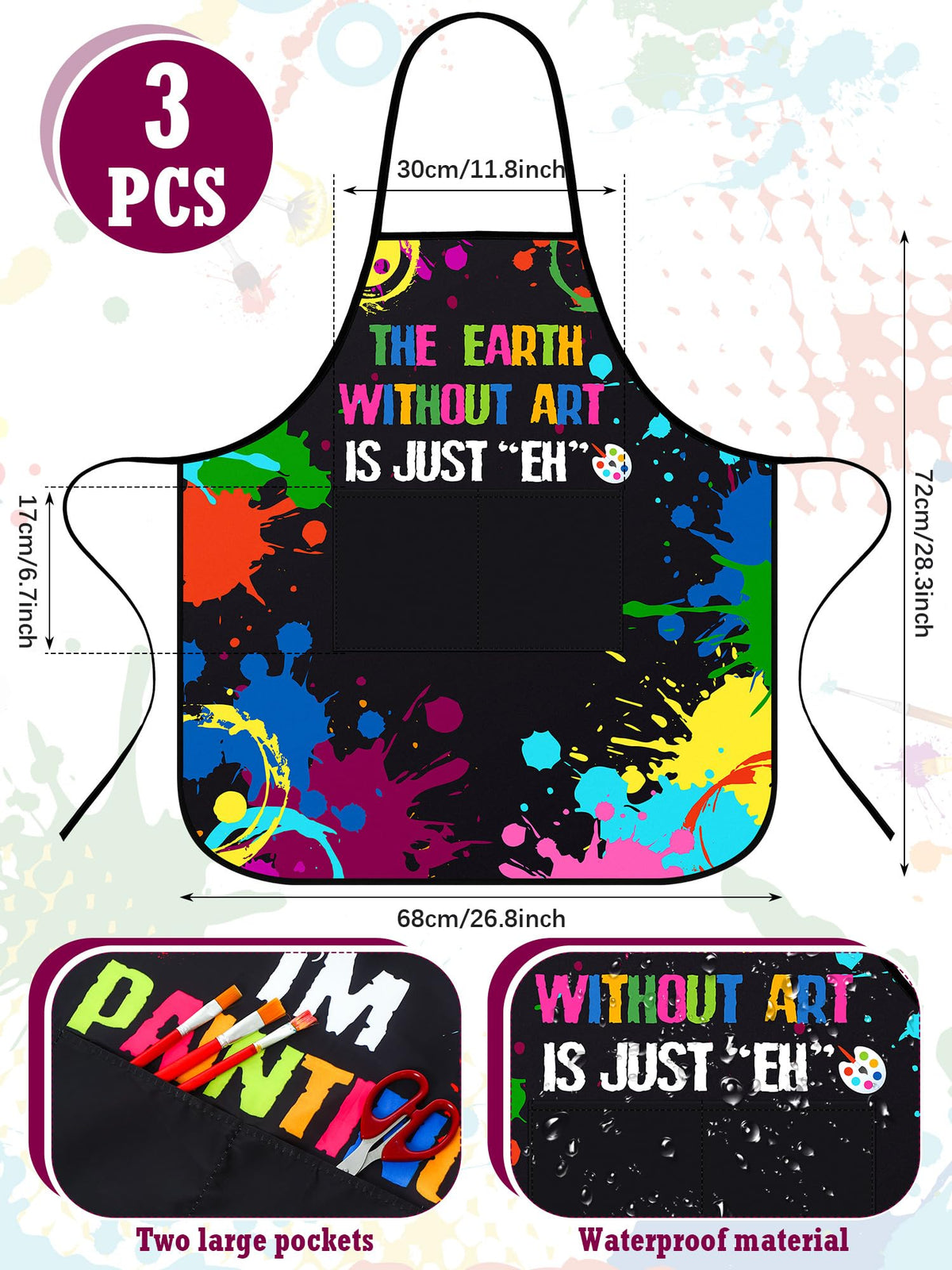 Langyiwee painting apron with pockets holds brushes and tools easily