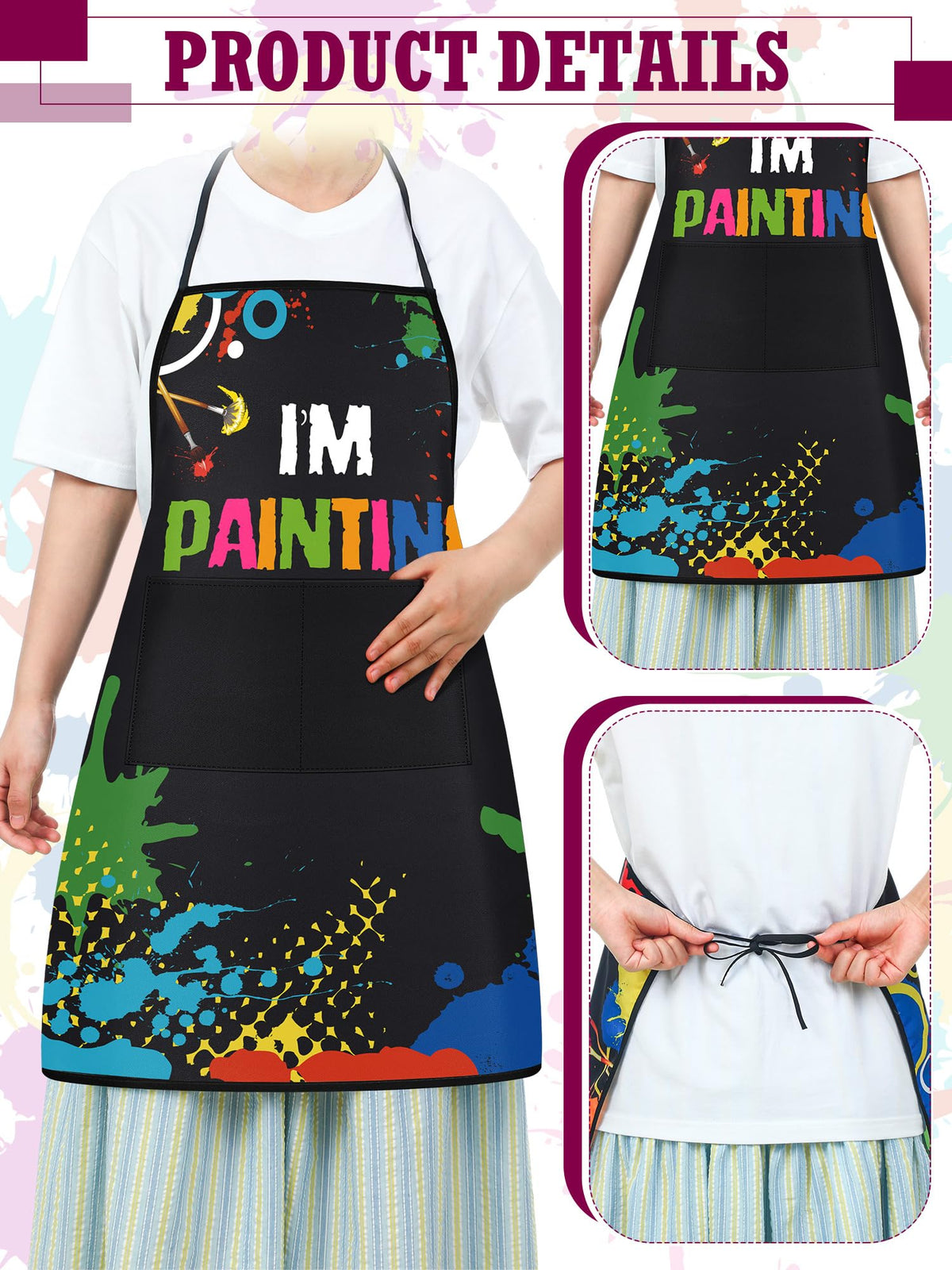 Langyiwee waterproof polyester apron keeps outfits clean while cooking