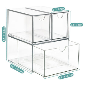 LANLISA 3-drawer organizer shown from the side for space-saving.