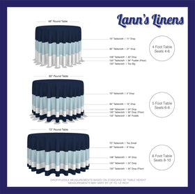 White Lann's Linens 120-round tablecloth suited for versatile decor and fast laundering