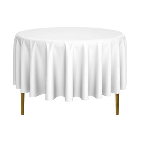 Lann's Linens 90-inch round tablecloth on a table for a polished wedding look.