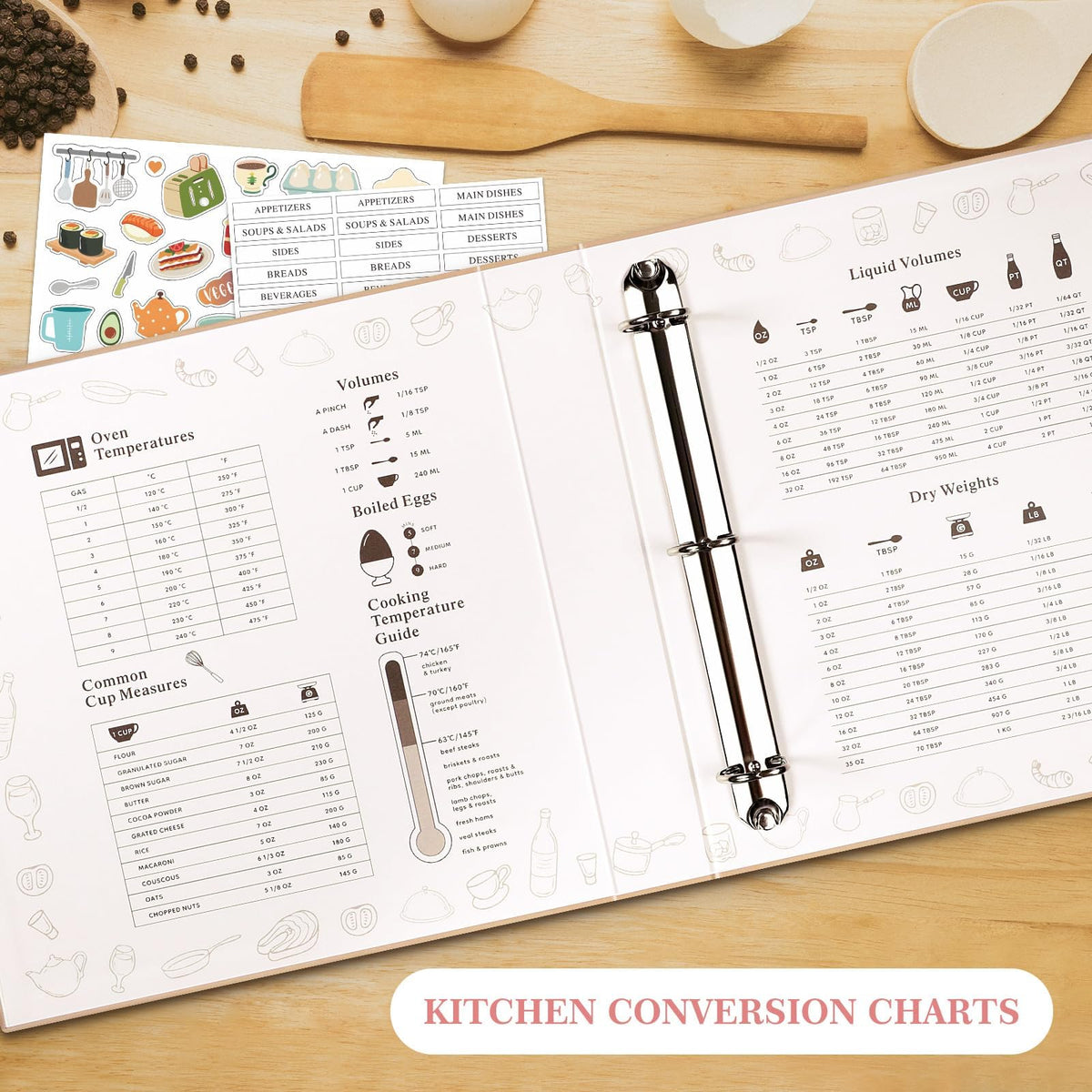 Lanpn recipe binder eight dividers for color‑coded organization