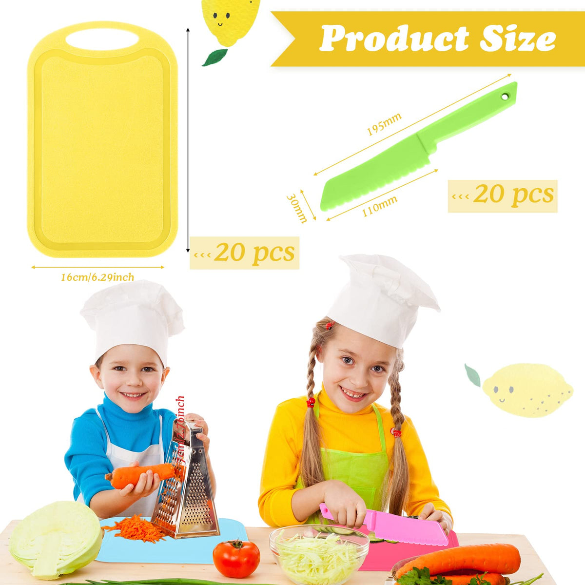 Lanties kids cutting knife set with serrated edge for gentle slicing.