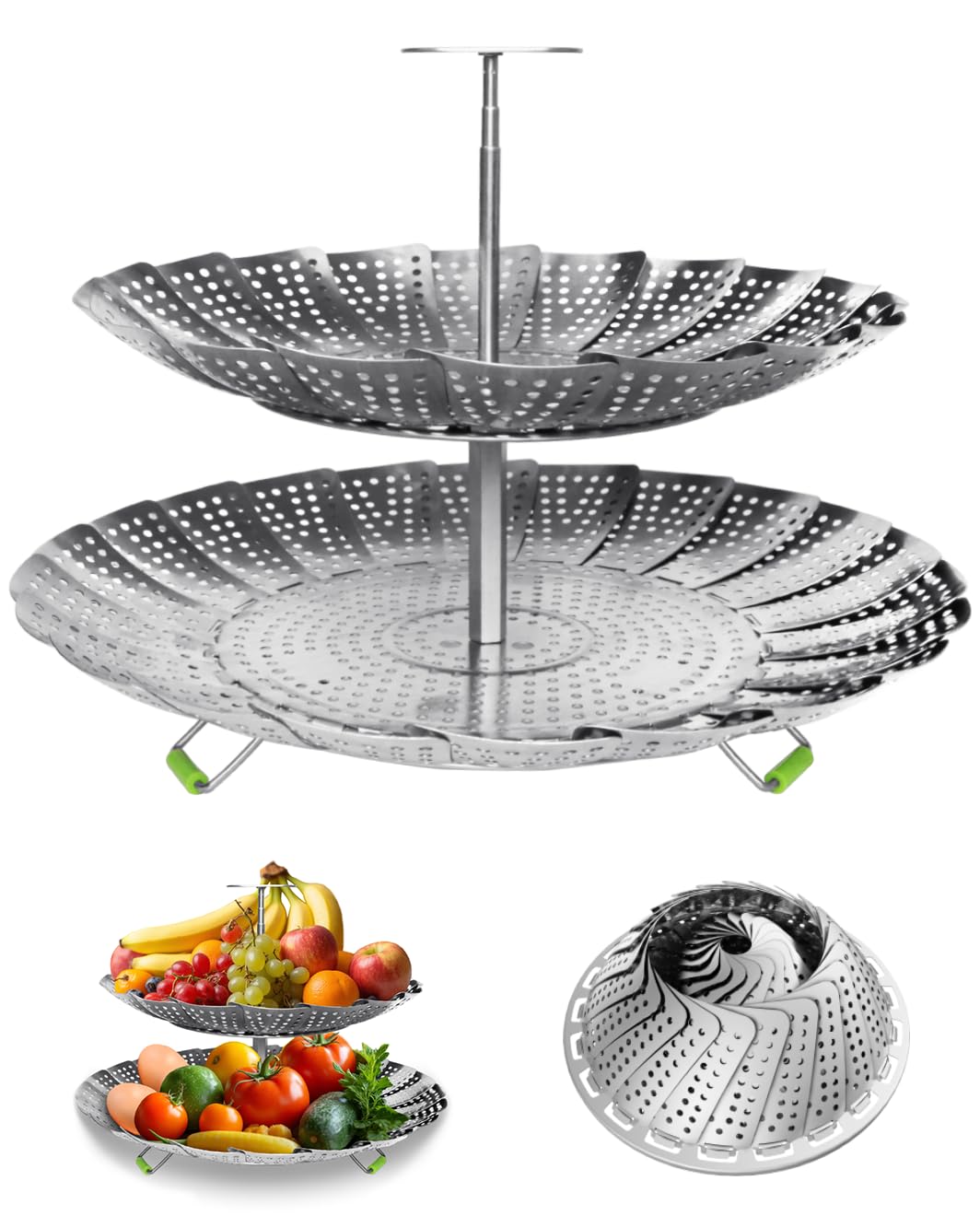 LANVIYA 2-layer steamer basket assembled for versatile cooking and meal prep
