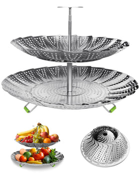 LANVIYA 2-layer steamer basket assembled for versatile cooking and meal prep