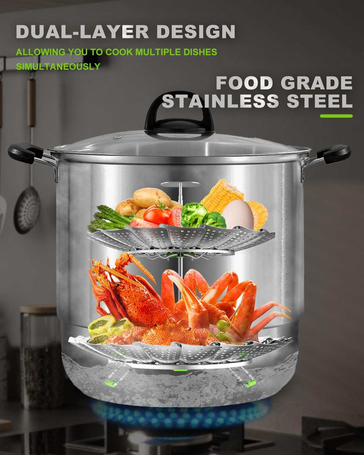 Collapsible LANVIYA steamer compact at 5.4 inches for easy storage