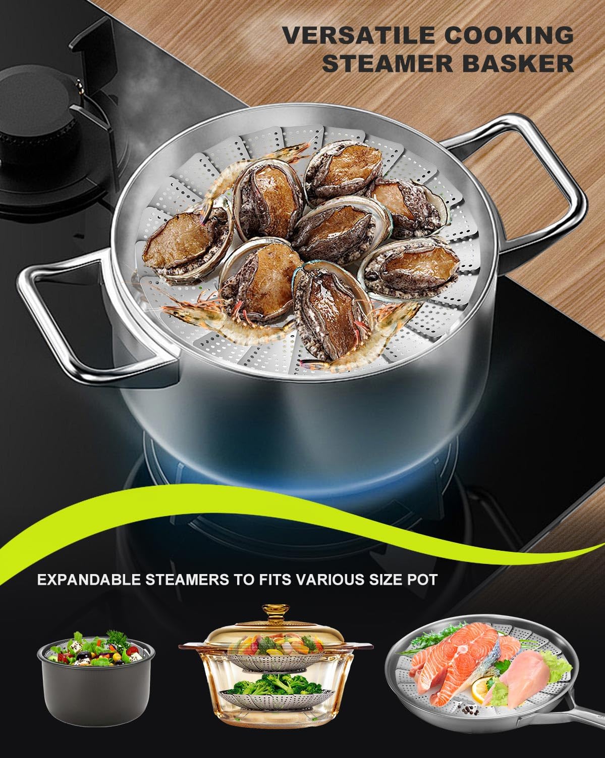 Dual layers of LANVIYA steamer trays for two steam zones