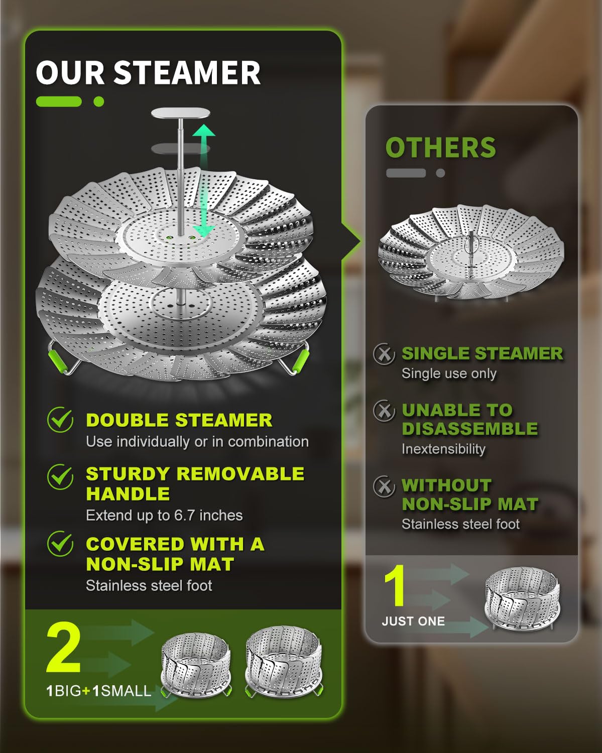 LANVIYA steamer fits Instant Pot and other pots for versatile steaming