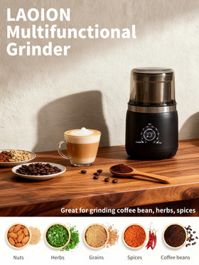LAOION coffee-beans-inside view highlights consistent grind potential.