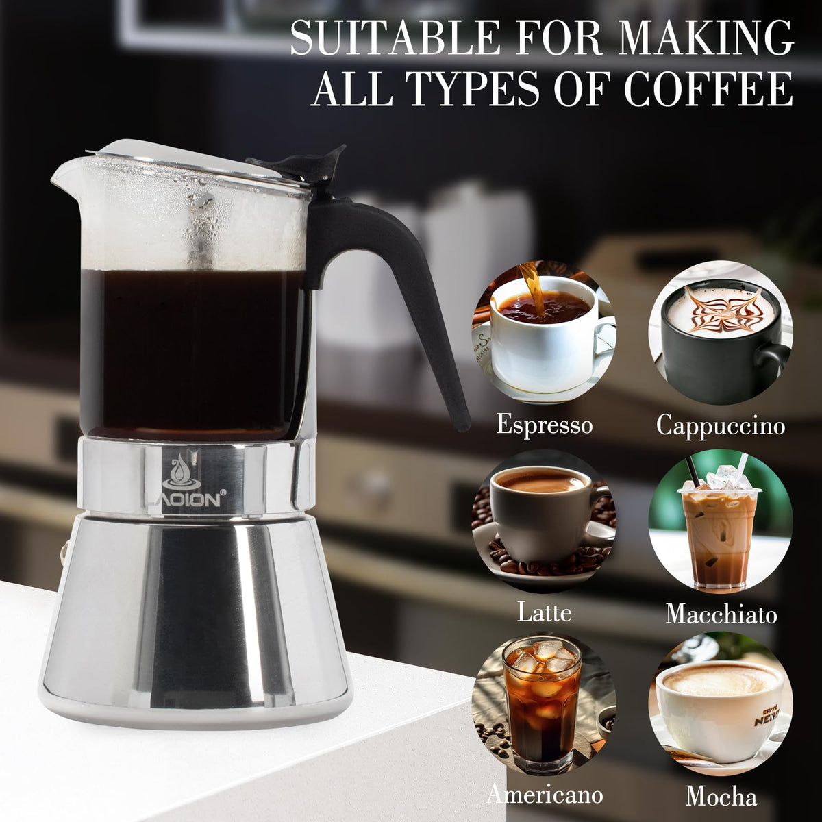 LAOION compact portable moka pot ideal for travel and office