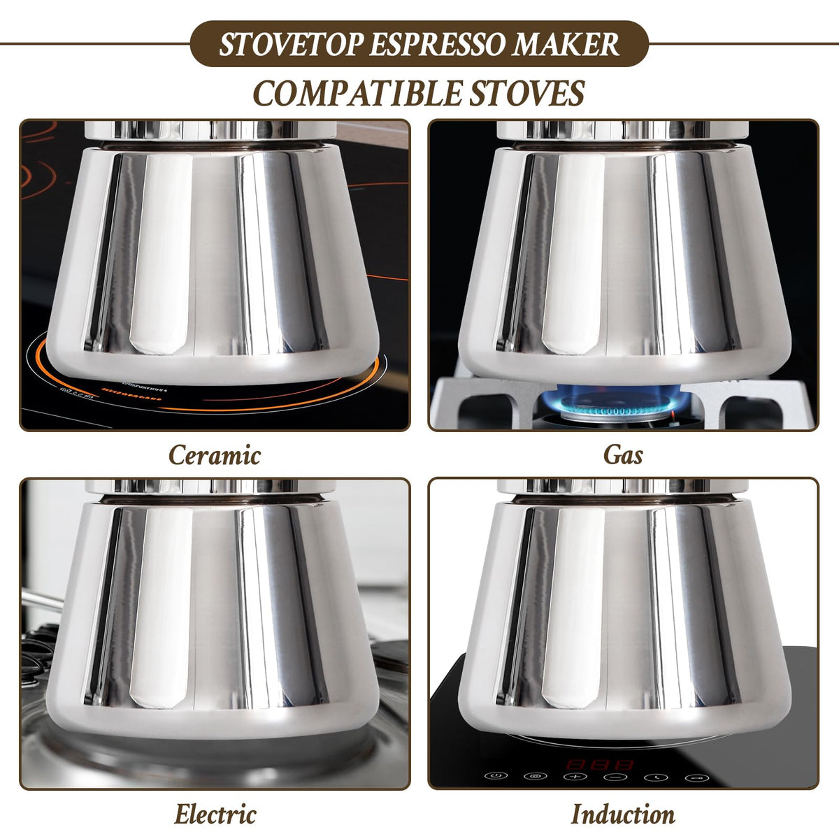 LAOION Cuban coffee maker design captures a classic look with modern stainless durability.