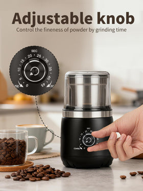 LAOION grinder with timer-dial-5-45s for precise texture control.