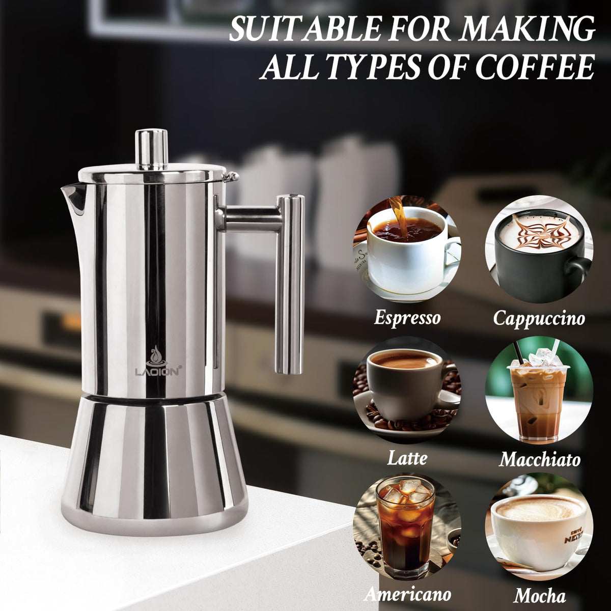 LAOION leak-prevention tips guide promotes spill-free brewing.