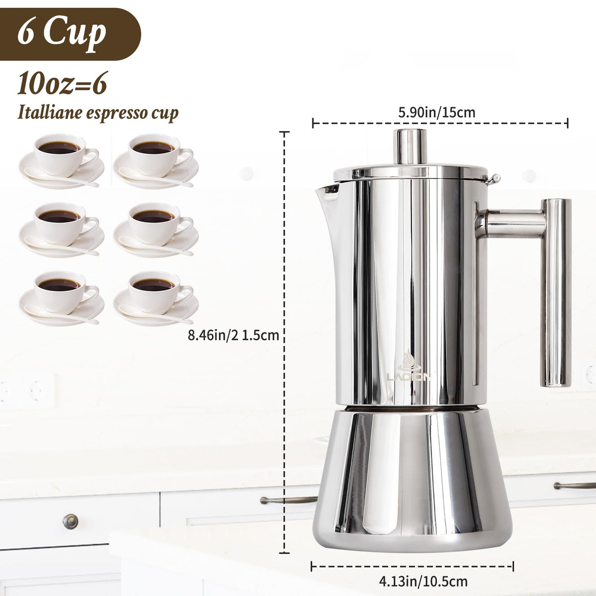 LAOION moka pot filter basket for even grounds extraction