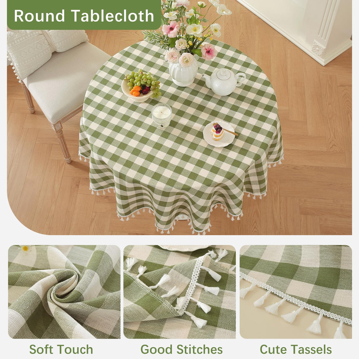 Laolitou cotton-linen fabric tablecloth blends durability with softness.