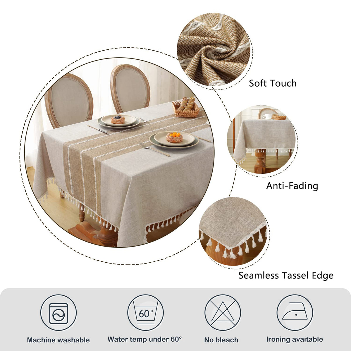 Outdoor wedding or picnic setup with Laolitou tablecloth for clean, stylish tables.
