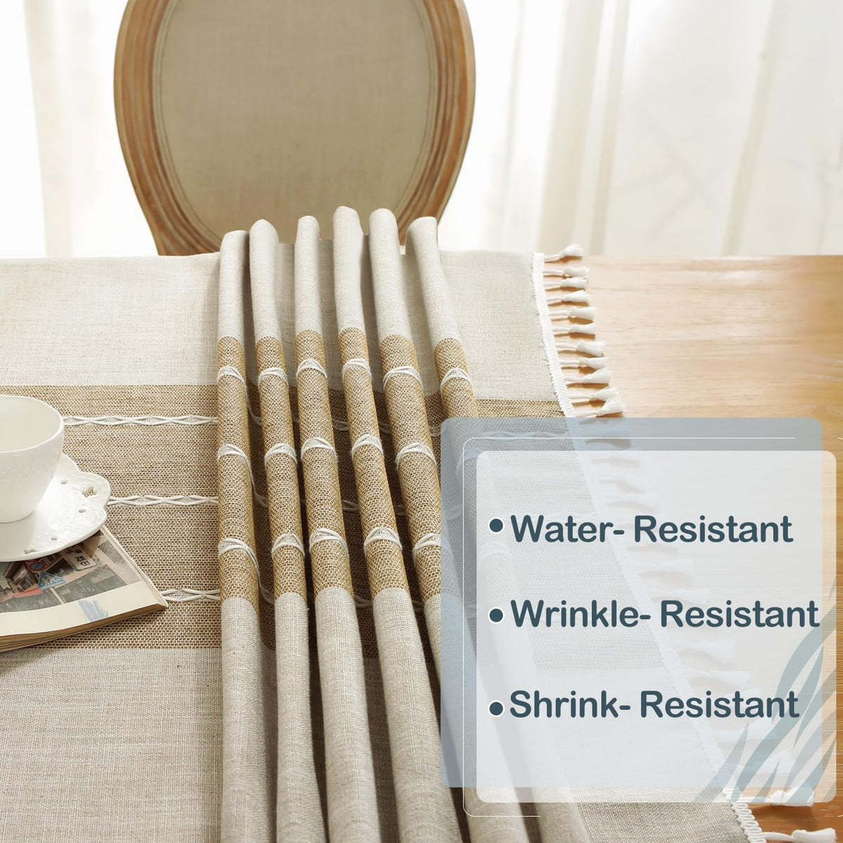 Laolitou rustic tablecloth in a dining room setup for everyday and special meals
