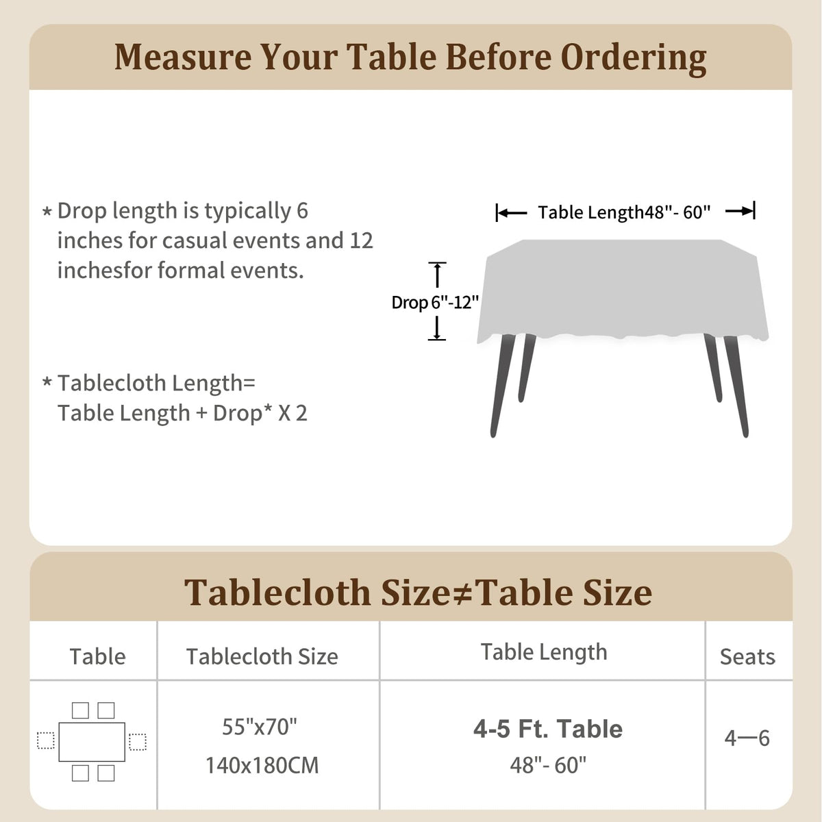 Laolitou rustic tablecloth 55x70 inches suits 4–6 seat rectangle tables