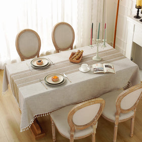 Laolitou rustic tablecloth tassel edge detail adds elegant fringe to dining