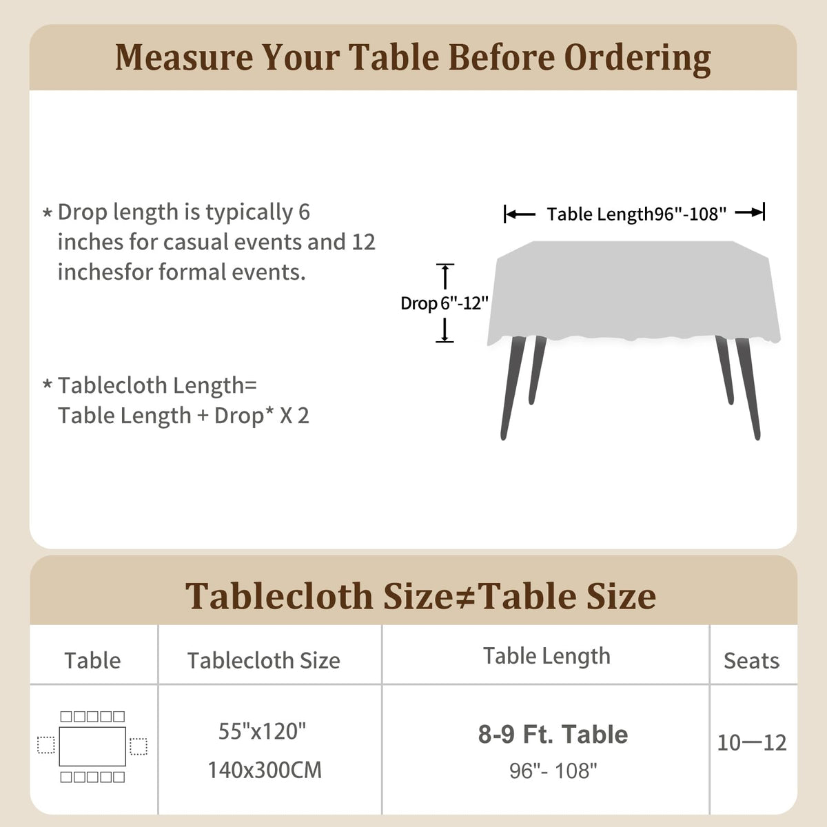 Laolitou versatile tablecloth suits indoor dining and outdoor events.