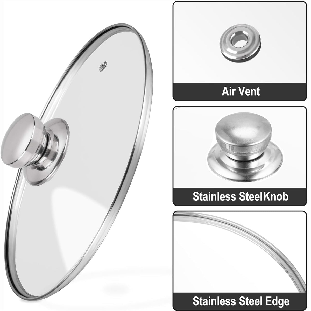 Laplad tight-fit stainless rim ensures a secure seal on 10-inch pans