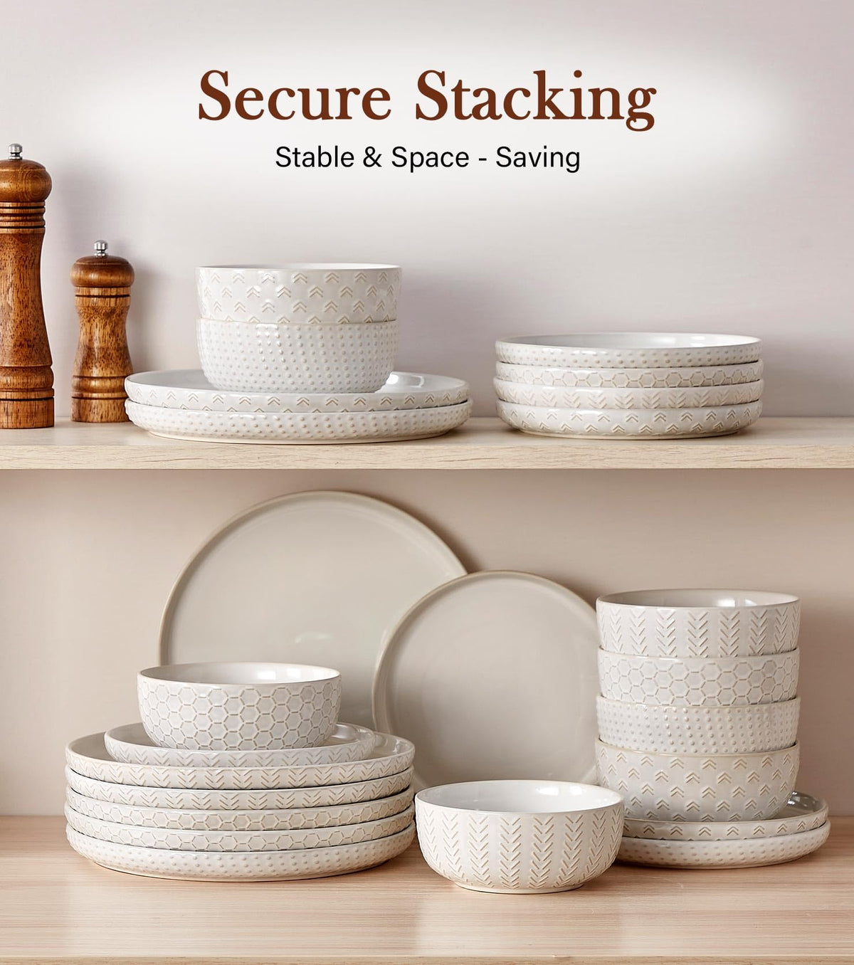 Lareina 24-piece dinnerware set covers eight place settings for gatherings.