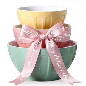 Lareina ceramic mixing bowls set of 3 nesting in pastel colors for compact storage.