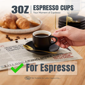 Lareina demitasse cups with saucers and spoons for easy serving