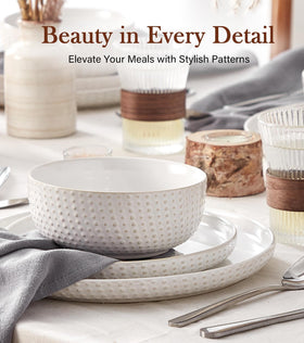 Lareina embossed boho dessert plate adds subtle texture for entertaining.