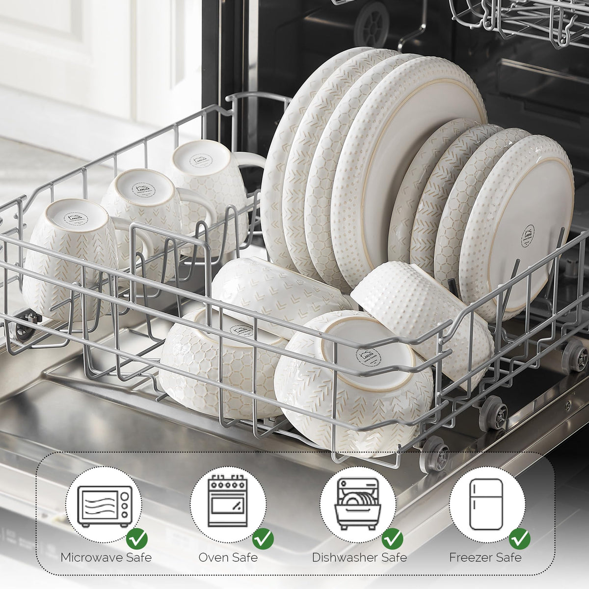 Lareina dishwasher-safe ceramic ware for easy daily cleaning.