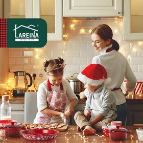Lareina nesting design saves cabinet space.
