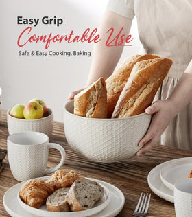 Lareina nesting bowls save cabinet space when not in use.