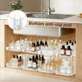 LAREKUN 4-pack 2-tier organizer with anti-slip base for stability.