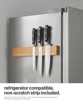 LARHN bamboo magnetic knife strip spacious storage helps organize the kitchen