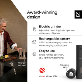LARS NYSØM ceramic grinder system with adjustable coarseness for precise seasoning.
