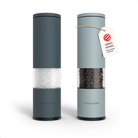 LARS NYSØM Lagom blue salt and pepper grinder set with adjustable ceramic grind for precise seasoning.