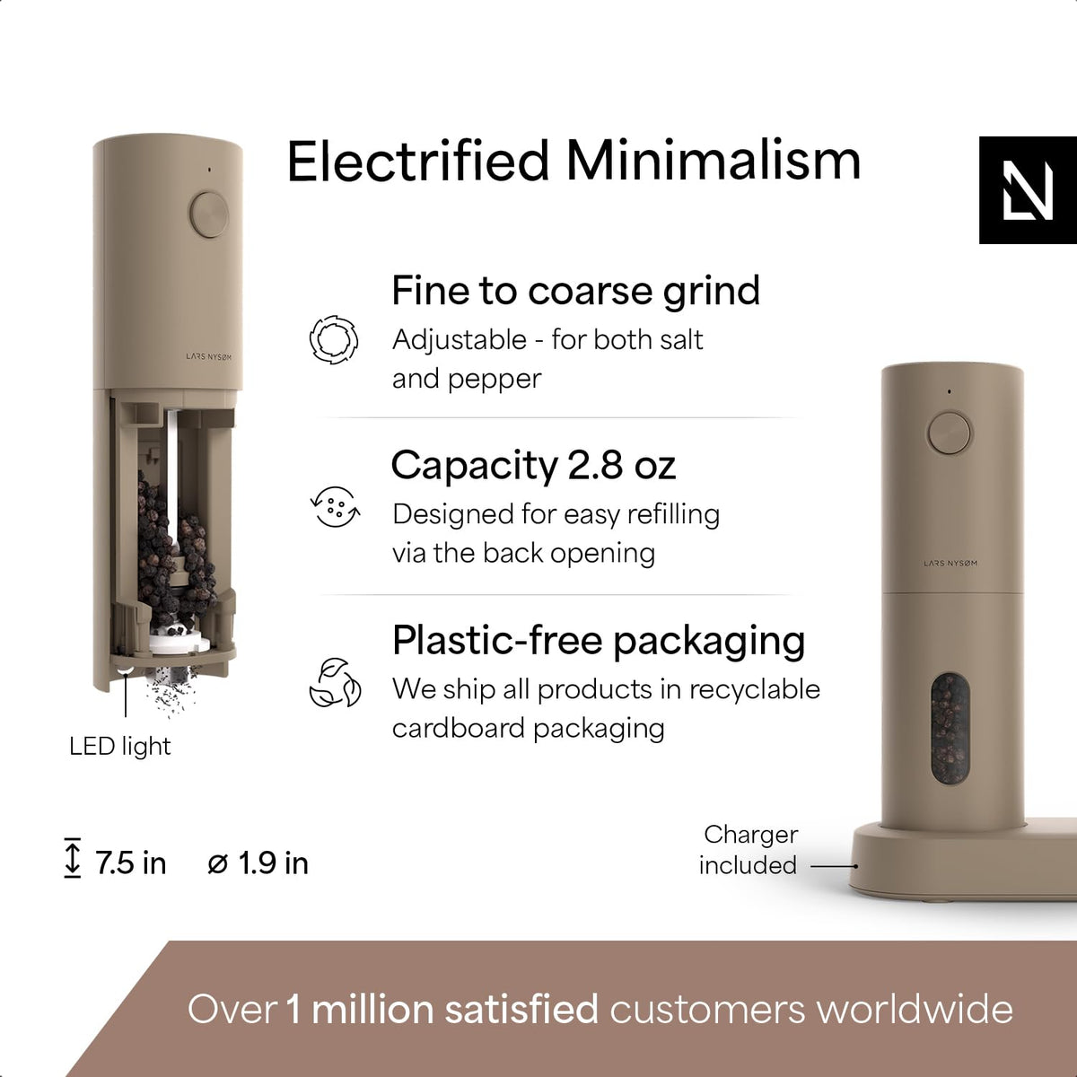 Refillable spice shaker keeps flavors fresh for daily use.