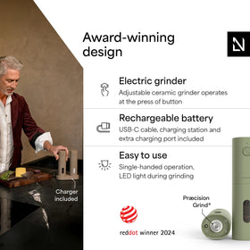 LARS NYSØM Spænding electric grinder LED light activated during use for precise seasoning